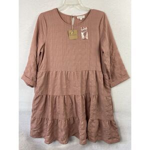 Women's Country Baby Doll Dress Blu Pepper Pink Western Size Large NEW